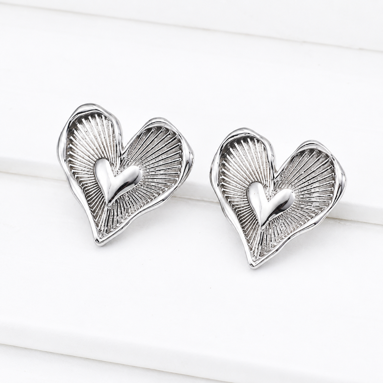 Hévara Lumière Heart Oorbellen(Zilver)E01287-1-Hévara Jewelry