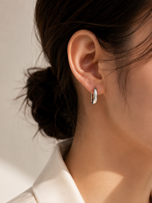 Hévara Éclat Hoop Oorbellen(Zilver) E01196-1-Hévara Jewelry