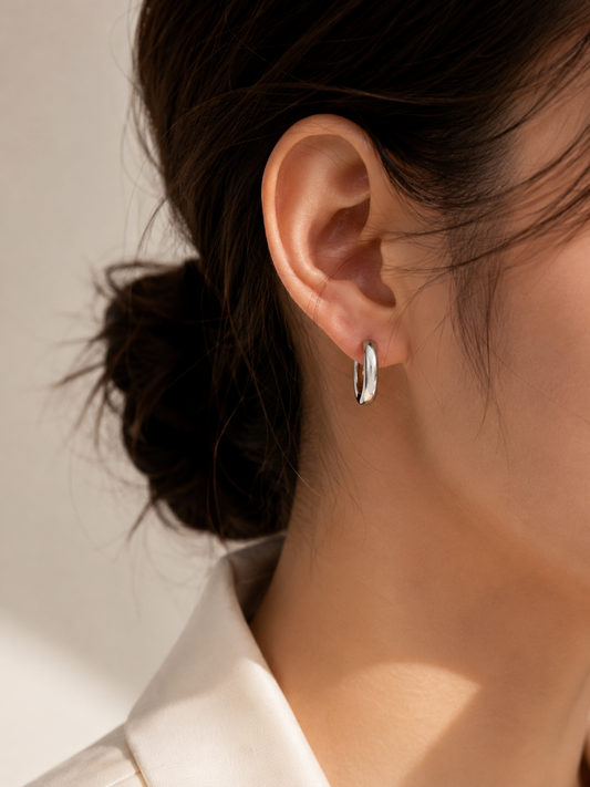 Hévara Éclat Hoop Oorbellen(Zilver) E01196-1-Hévara Jewelry
