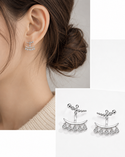 Hévara Celestia Drop Oorbellen（Zilver）E01349-1-Hévara Jewelry