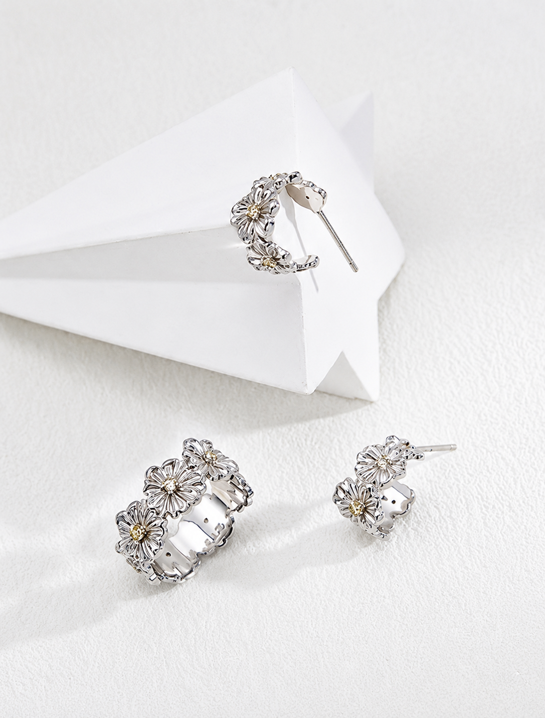 Hévara Fleuré Oorbellen (Zilver )E01333-1-Hévara Jewelry