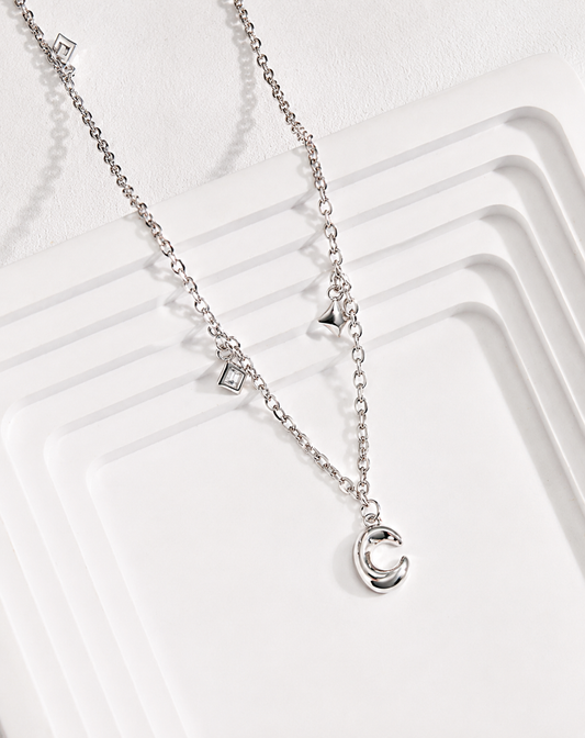 Hévara Luna Charm Ketting(Zilver) D0362-1-Hévara Jewelry