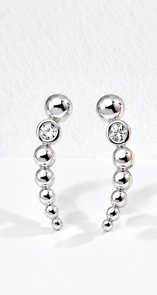 Hévara Celestia Drop Oorbellen（Zilver）E01349-1-Hévara Jewelry