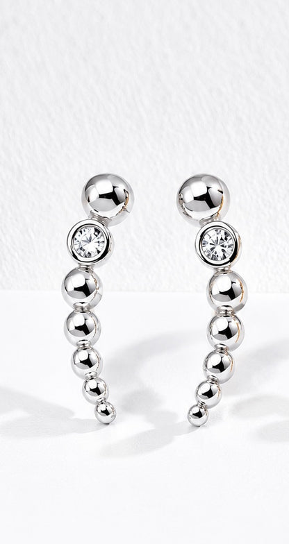 Hévara Celestia Drop Oorbellen（Zilver）E01349-1-Hévara Jewelry