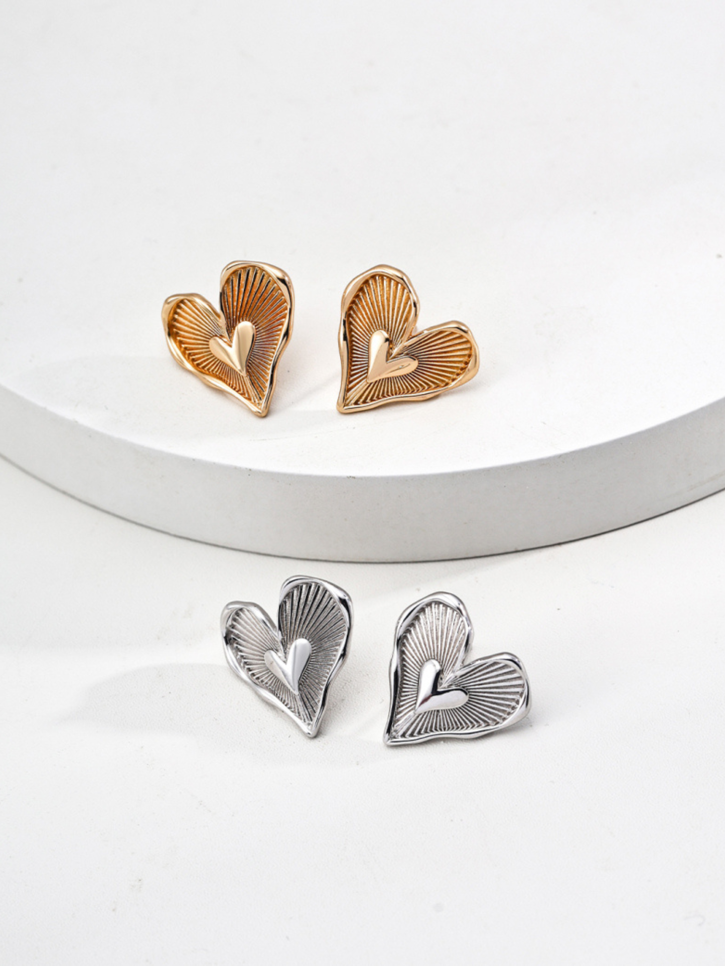 Hévara Lumière Heart Oorbellen(Goud) E01287-2
