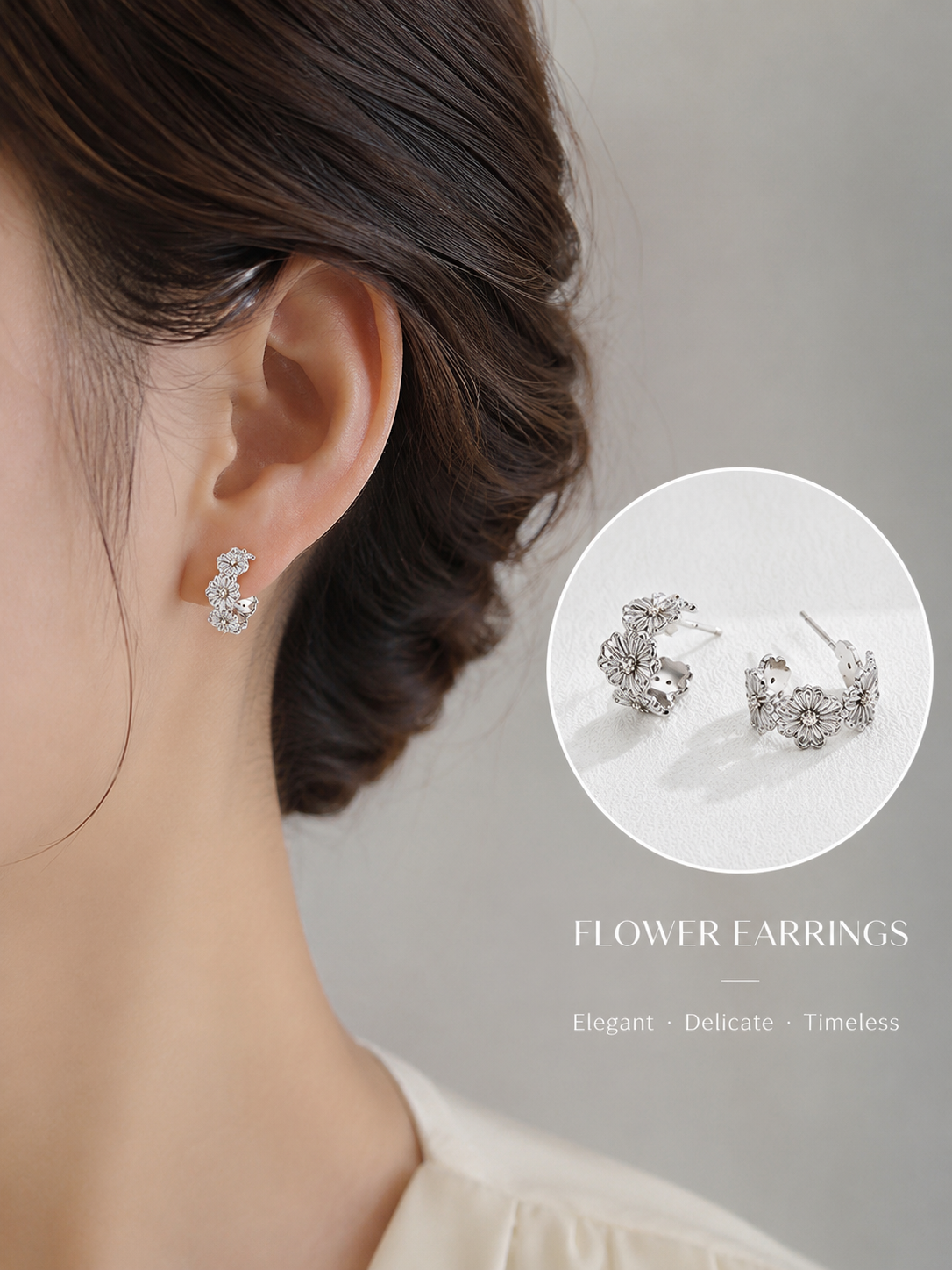 Hévara Fleuré Oorbellen (Zilver )E01333-1-Hévara Jewelry