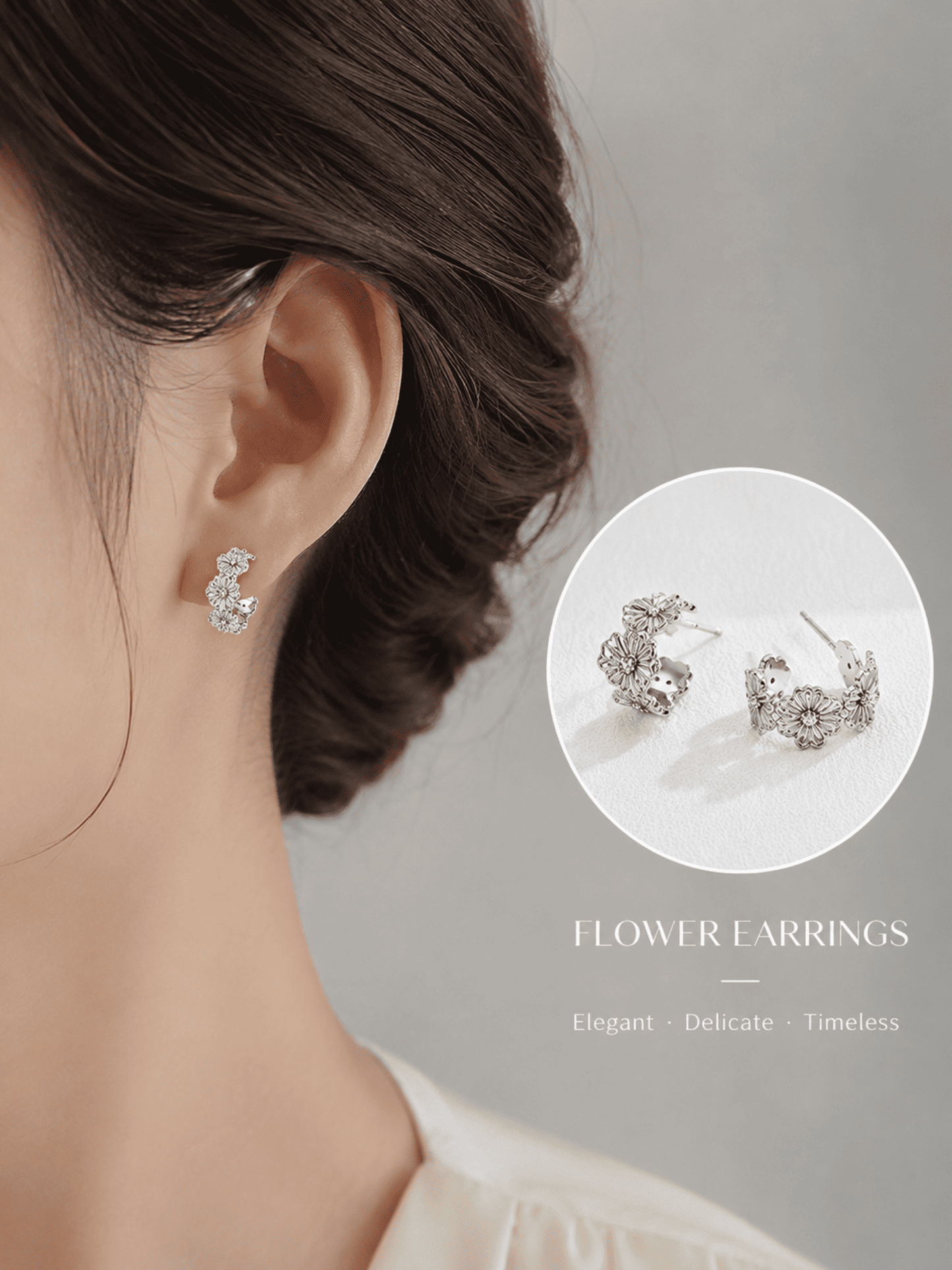Hévara Fleuré Oorbellen (Zilver )E01333-1