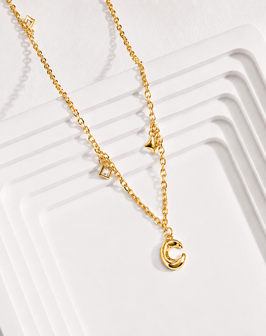 Hévara Luna Charm Ketting(Goud) D0362-2-Hévara Jewelry
