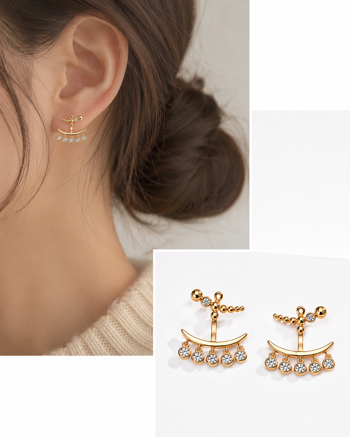 Hévara Celestia Drop Oorbellen (Goud)E01349-2-Hévara Jewelry