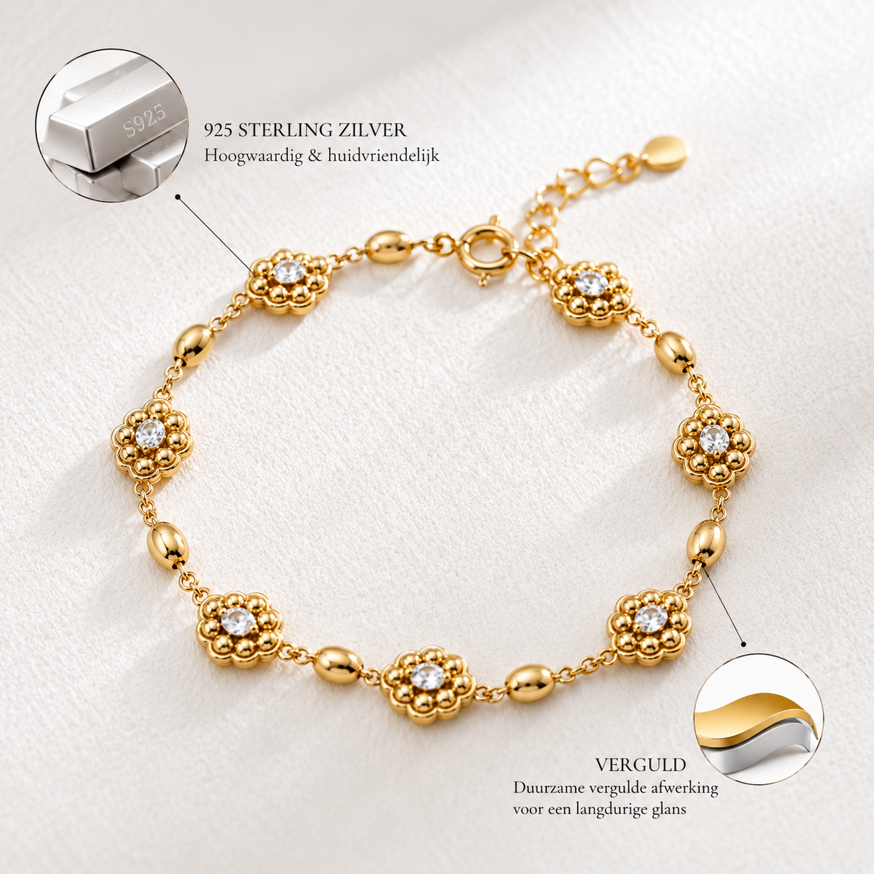Hévara Fleuré Armband(Goud) SL0255-2-Hévara Jewelry