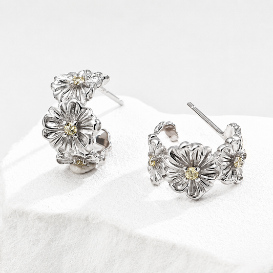 Hévara Fleuré Oorbellen (Zilver )E01333-1-Hévara Jewelry