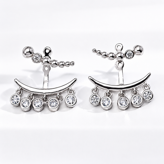 Hévara Celestia Drop Oorbellen（Zilver）E01349-1-Hévara Jewelry
